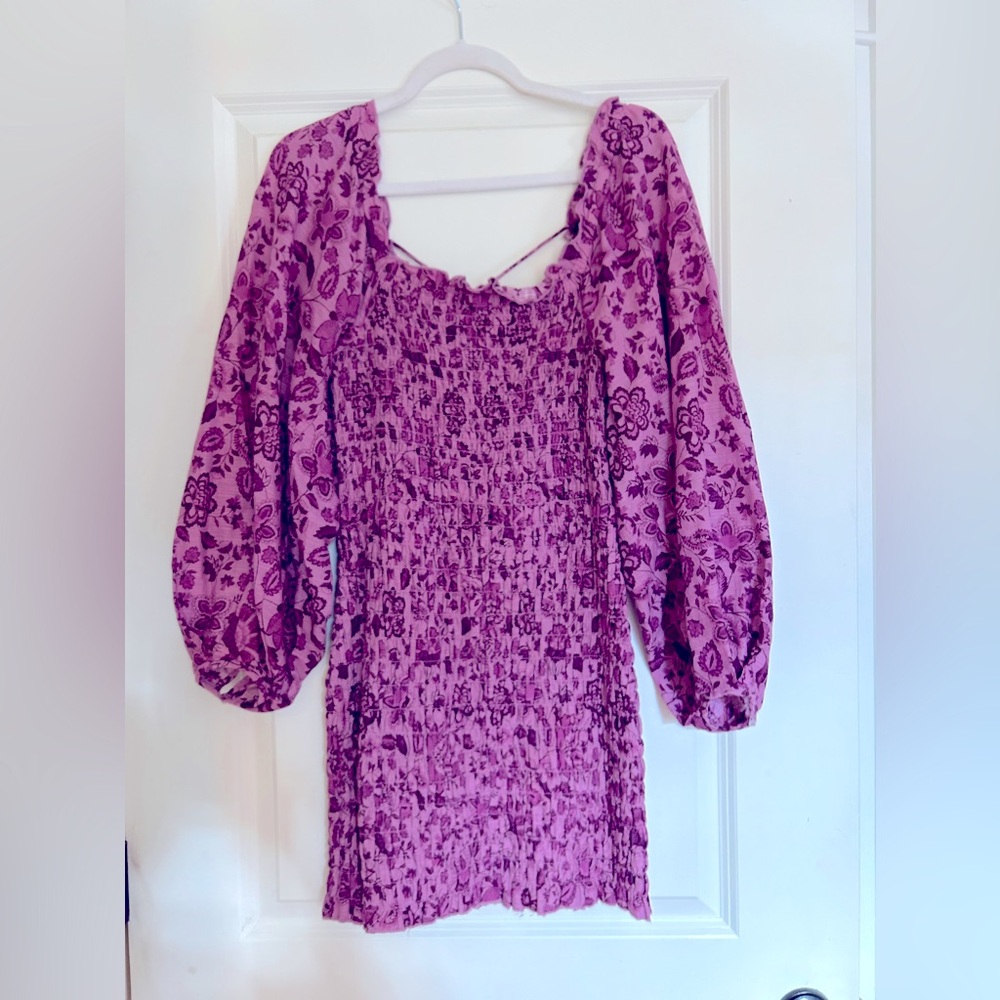 Free People purple smock it to me dress XS